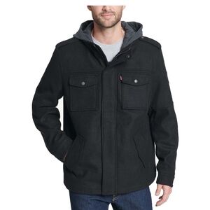 Levi's Men's Wool Military Jacket with Hood in Black  Size M EUC never worn
